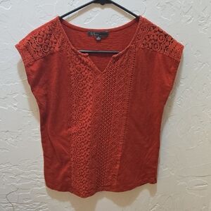 3/$10 89th & Madison Burnt Orange Boxy Cap Sleeve Blouse